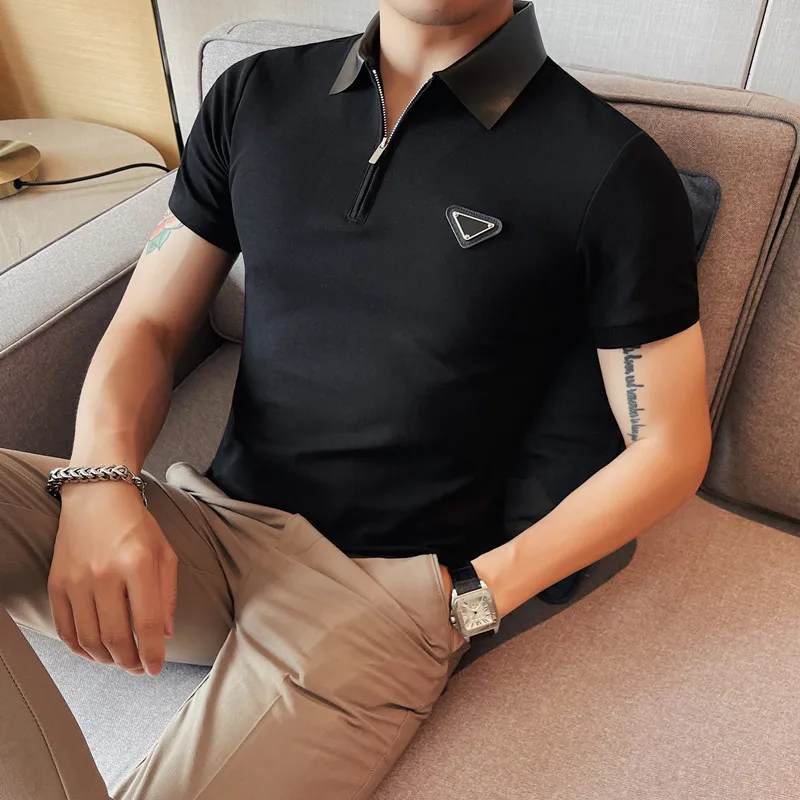 Brand Summer Lapel POLO Shirts Men Fashion Slim fit Short Sleeve Casual T-shirts Business Social Polo Men Clothing 2023