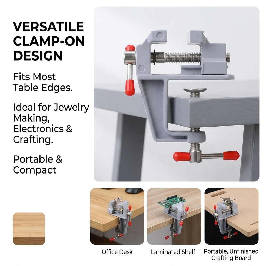 Mini Bench Vise Aluminum Alloy Small Table Clamp for DIY Craft Jewelry Hobby Portable Desktop Flat Jaw Vise Tool