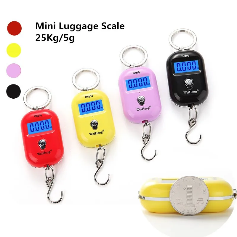 Mini Balança Eletrônica Digital de Peso Balança Lcd Balança de Bolso Balança de Bagagem Gancho Pendurado Chaveiro 25kg 5g
