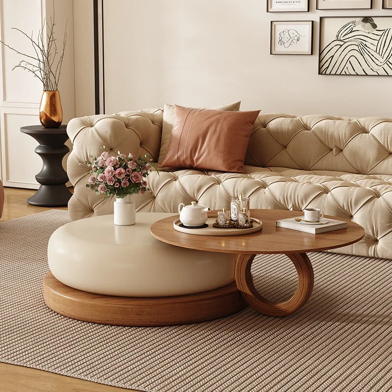 

Круглый чайный столик в кремовом стиле для дома, небольшой квартиры, средний и древний высококачественный простой журнальный чайный столик