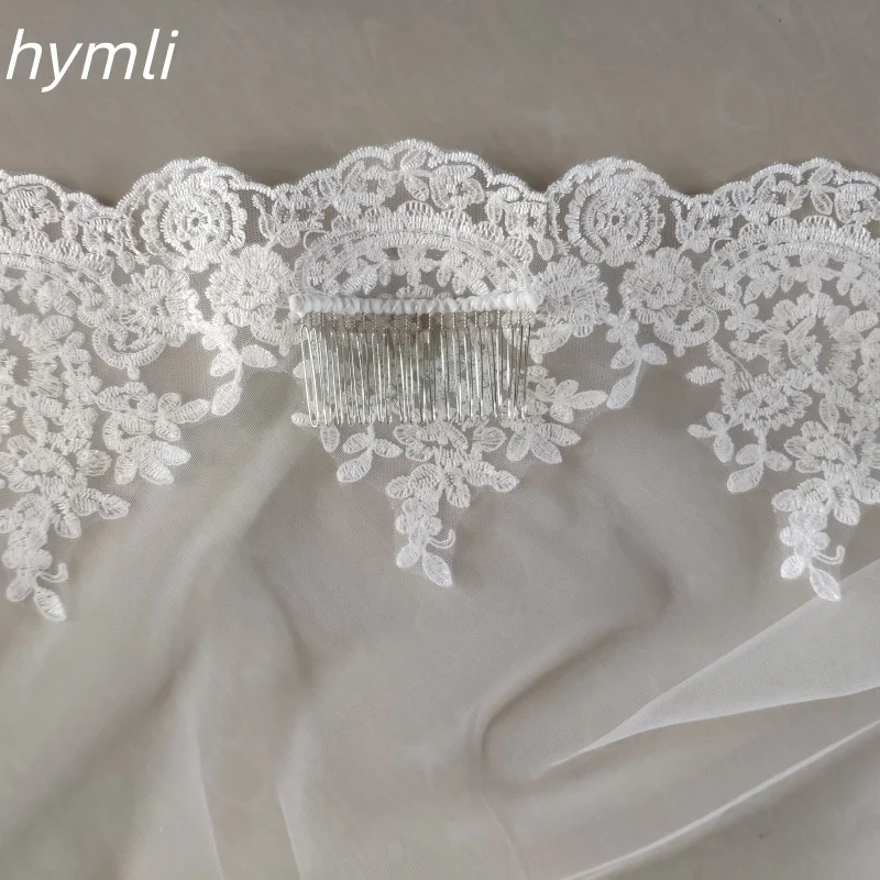 118" Long ,102" Wide One Layer Mantilla Veil , Wedding Veil , Bridal Veil, Lace Veil With Metal Comb image 2