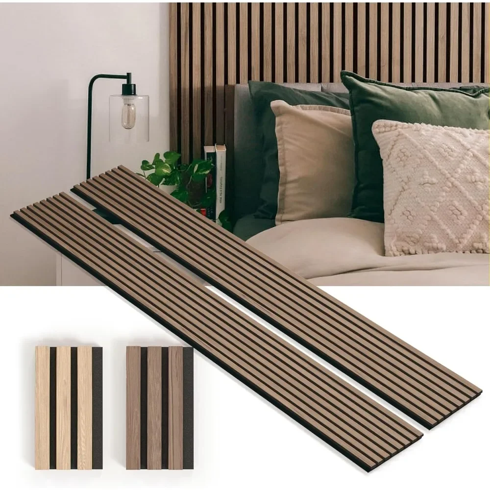 

Two Acoustic Wood Wall Veneer Slat Panels - Walnut | 94.49 X 12.6" Each | 16.54 Sq Ft, Wall Panels