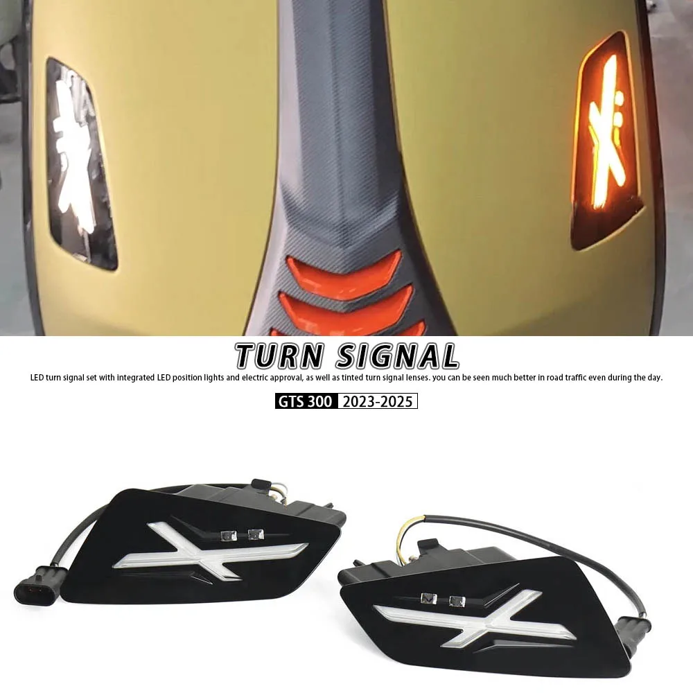 

Motorcycle LED Front Rear Turn Signal Indicator Daytime Running Light Kit NEW For Vespa GTS 300 gts300 GTS300 2023 2024 2025