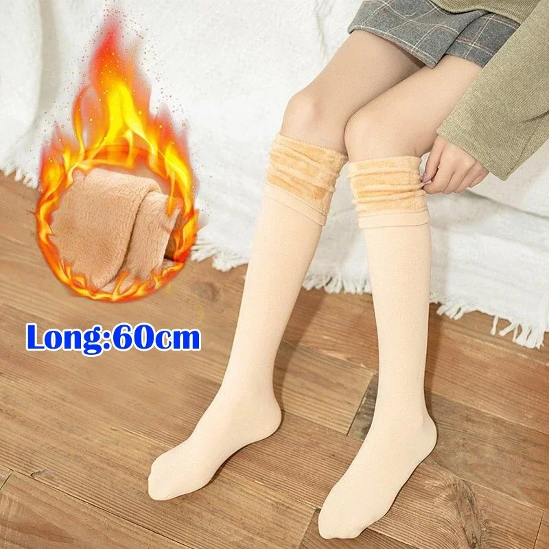 32/40/60cm Winter Women Warm Long Socks Soft Velvet Thicken Stockings Plush Over Knee Tights Compression Legging Boot Long Sock