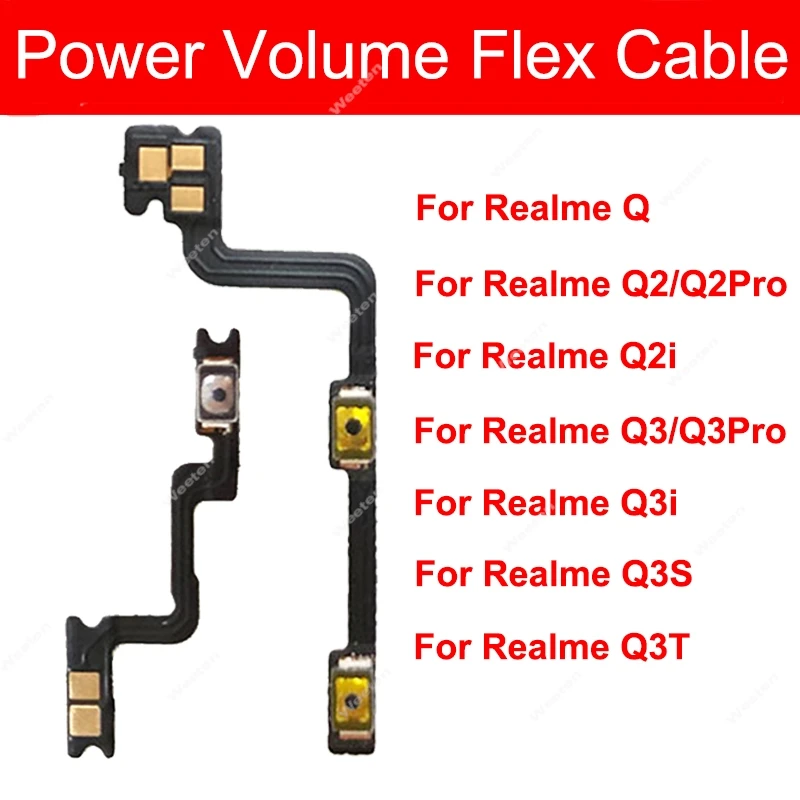 Power Volume Button Flex Cable For Realme Q Q2i Q2 Q2Pro Q3 Q3Pro Q3i Q3S Q3T Side Volume On OFF Keys Mini Trigger Ribbon