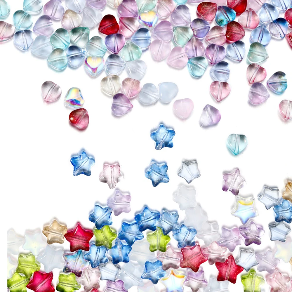 20/50 Stück 8–10 mm AB-Farbe, Herz-Stern-Perlen, tschechisches Glas, lose Distanzperlen für Schmuckherstellung, Haarnadel, handgefertigtes Diy-Zubehör