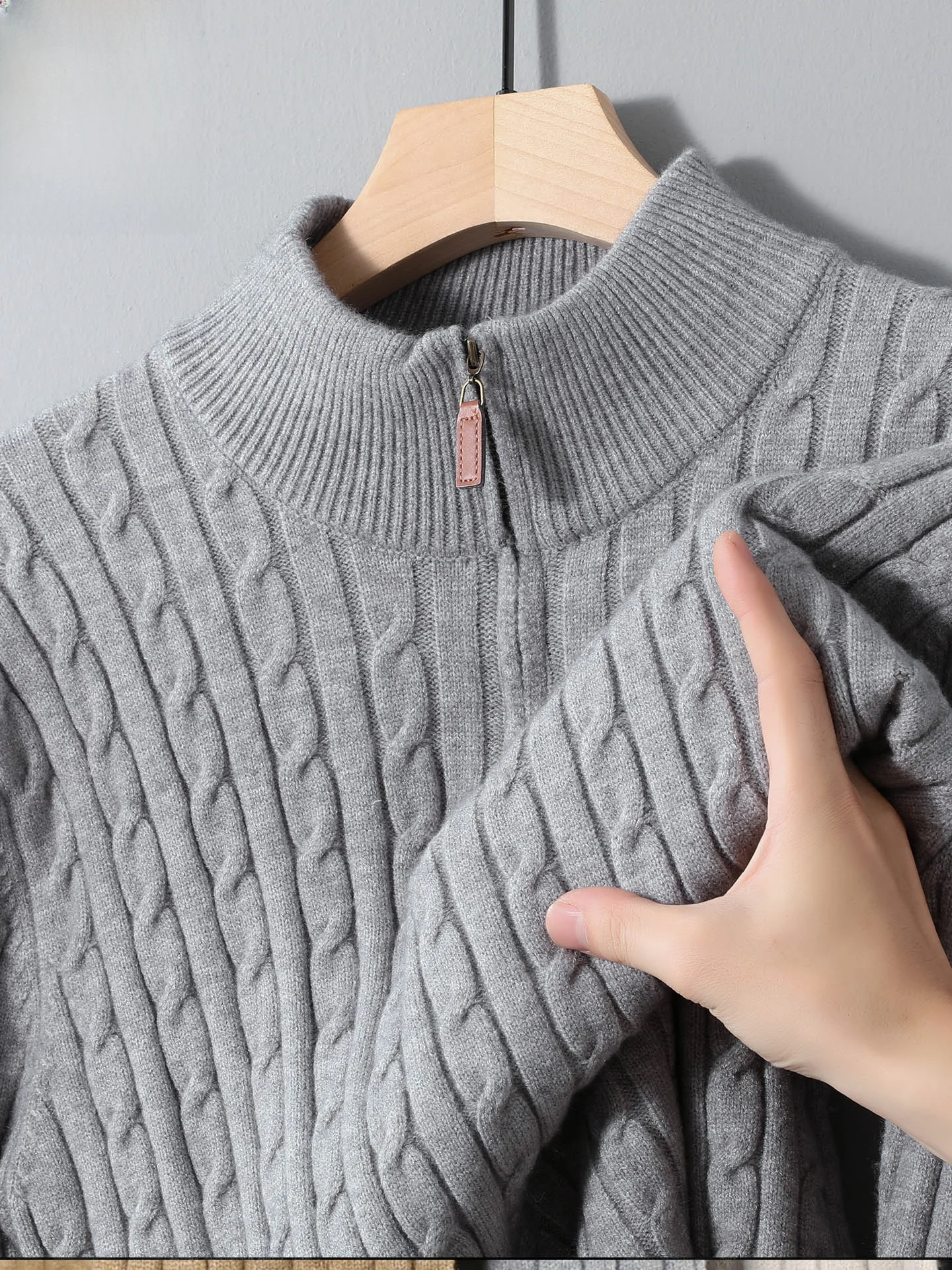 

Утепленный шерстяной вязаный свитер на молнии с высоким воротником, классический мужской базовый свитер, зимняя новинка TUCANO