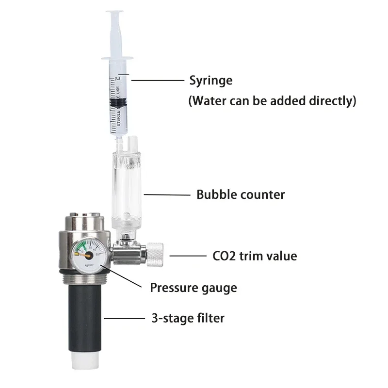 Imagem -03 - Sistema Gerador de Cilindro Co2 Aquário Gerador Co2 Medidor Bolha Injeção Água em Aço Inoxidável Planta Aquática Tanque Peixes 1l 2l