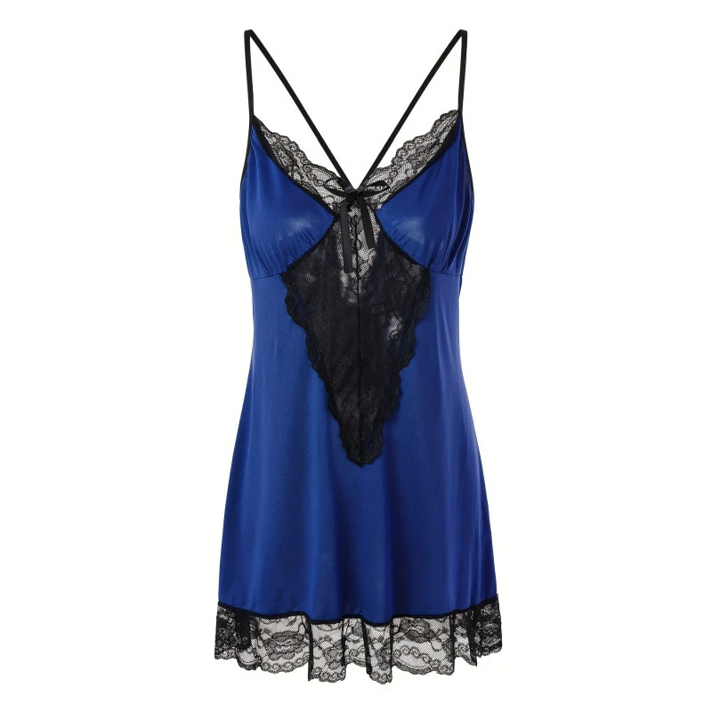 

1 шт. Женская сексуальная атласная ночная сорочка с кружевом, на тонких бретелях, больших размеров, комплект нижнего белья, пижама, ночная одежда, комплект для сна