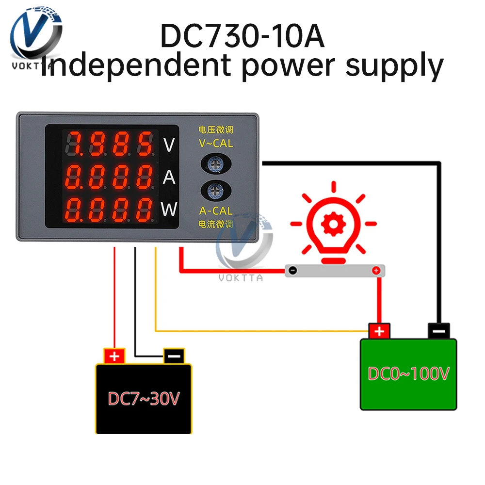 Dc730 Digitale Voltmeter Ammeter Wattmeter 4-cijferige Spanningsstroom Meter Vermogensmeter Spanningstester Detector Dc 0-100V 10a 1000W