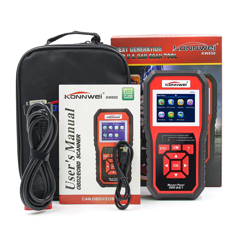 KONNWEI KW850 Car Diagnostic Tool Auto Scanner OBD2 Check Engine Full OBD 2 Function Battery Test Code Read Data pk AL519 NT301