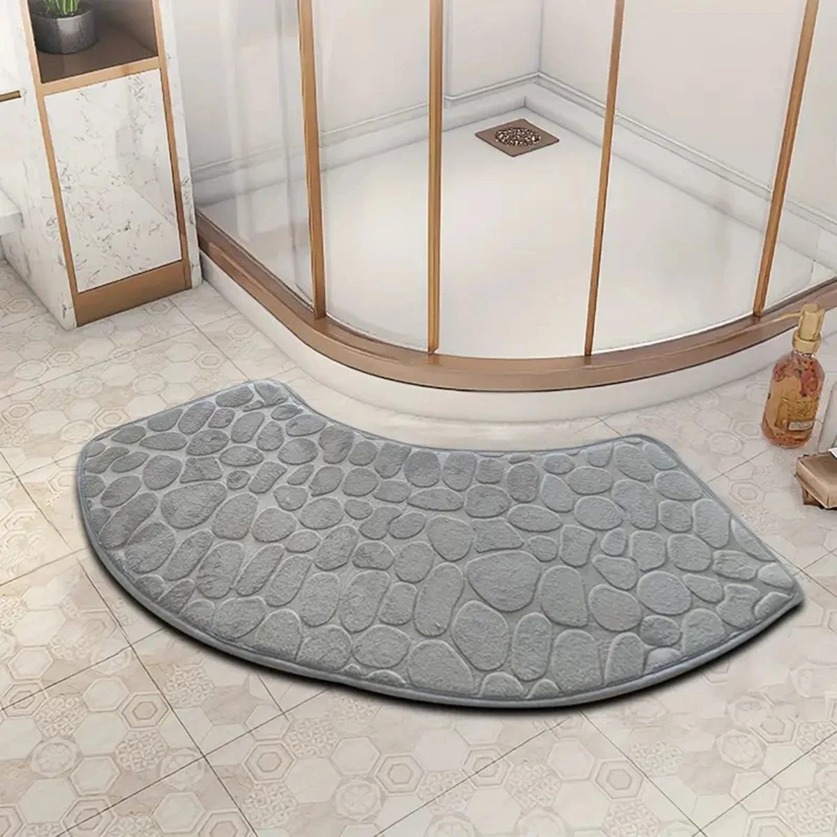 Curved bathroom mat thickened shower room absorbent door mat toilet bathroom non-slip mat dirt-resistant entrance mat