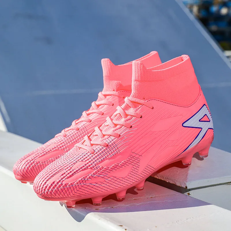 

2025 Pink Football Boots Men Lawn Long Spike Men’s Soccer Shoes Society Plus Size 47 Outdoor Sports Soccer Boot For Men Trainers