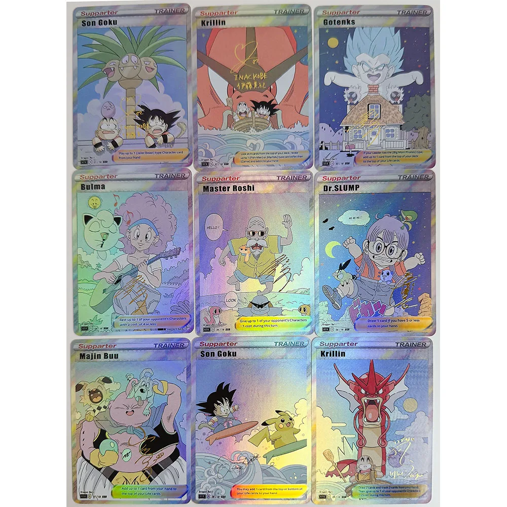 9PC/Set Anime Dragon Ball DIY ACG Premium Flash Boy Collectible Card Christmas Birthday Gift  Son Gohan Chichi Yonsei Krillin