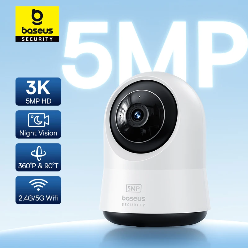 

Baseus 5MP 3K WiFi IP Camera 2.4G/5G Wireless Indoor Security Protection Pan&Tilt 8x Digital Zoom Mini Cam Surveillance Cameras