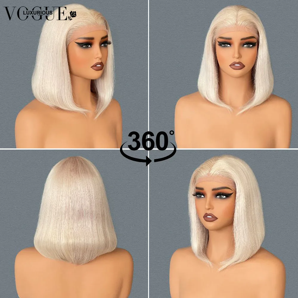 لوكس رواج موضة البلاتين شقراء قصيرة بوب خصلات الشعر المستعار الإنسان 210 الكثافة 5x5 غلويليس قبل قطع الدانتيل الباروكات البرازيلي شعر ريمي الباروكات