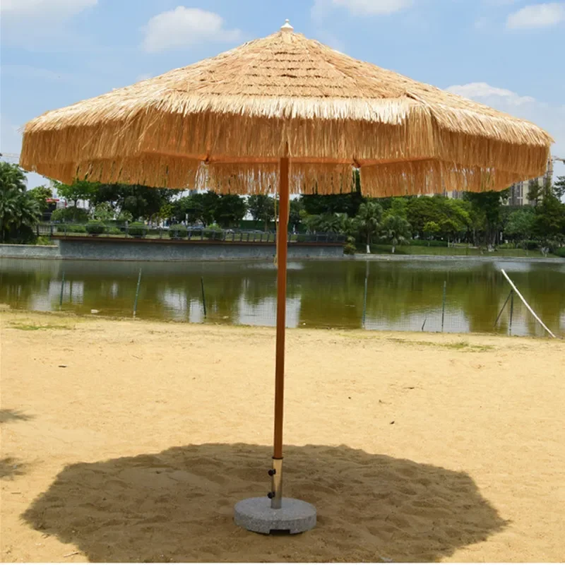 for Outdoor Shading Thatch Umbrella Simulation Straw Beach Vacation Sun Protection Waterproof Leisure Scenic Patio Parasol