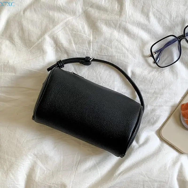 

X7XC Cylindrical Crossbody Bag For Women PU Leather Shoulder BagsWith Adjustable Strap And Spacious Interior For Everyday Use