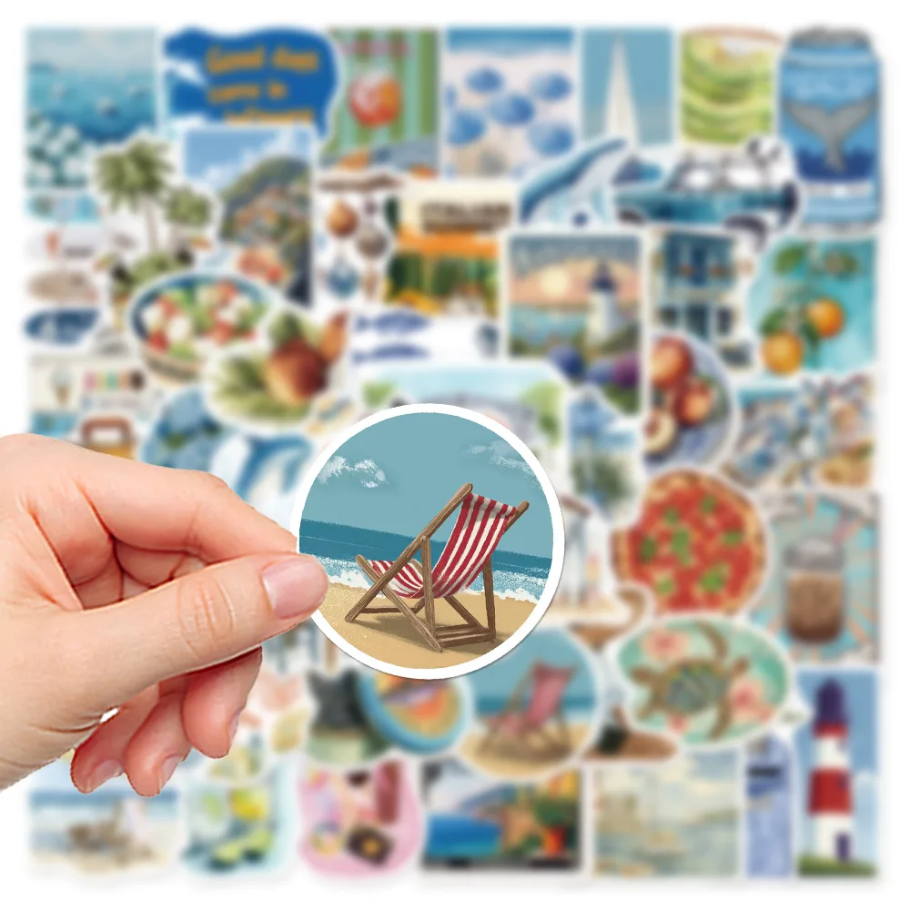 

50PCS Summer Beach Aesthetic Stickers Coastal Vacation Waterproof Vinyl Decals for Laptop Water Bottle Scrapbook DIY