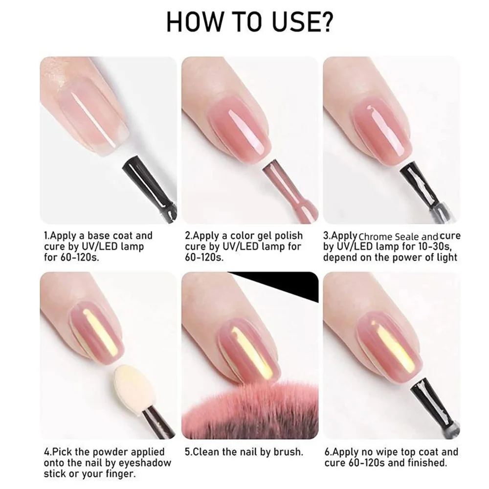 طلاء أظافر جل كروم من كوديز، طبقة علوية بدون مسح، طلاء أظافر شبه دائم بالأشعة فوق البنفسجية/LED، طبقة علوية غير لاصقة بتأثير المرآة للمانيكير