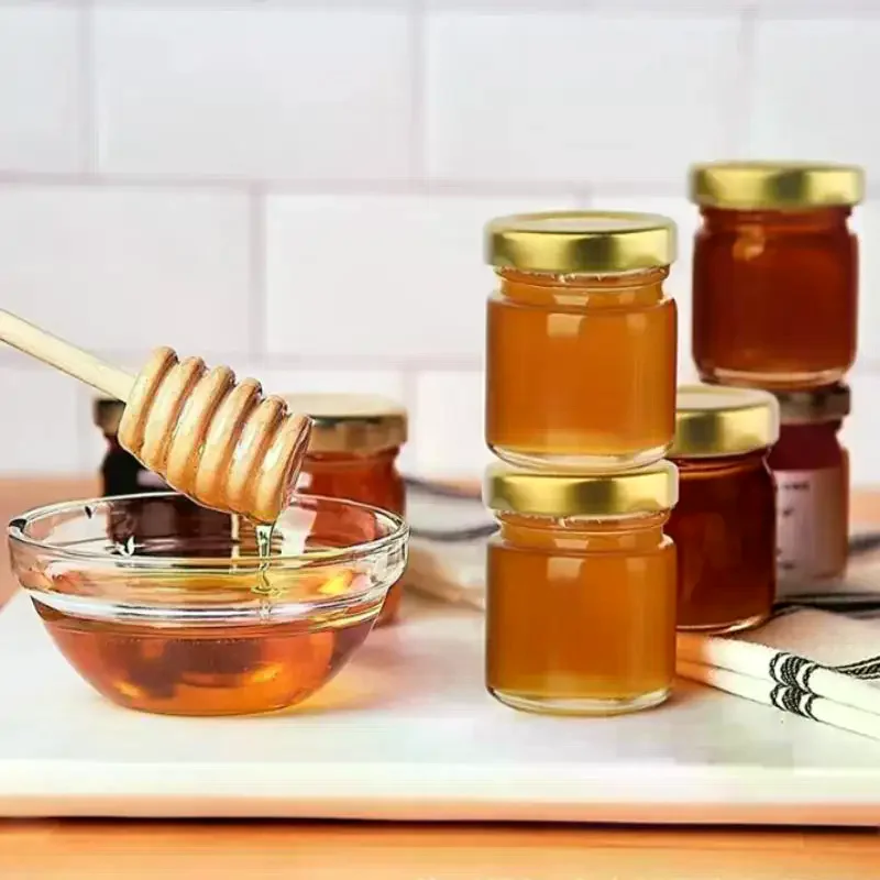 45ML 3/5pcs Mini Hexagonal Glass Jars With Gold Screw Lids Leak-proof Reusable Multi-purpose For Honey Jam Spice Storage