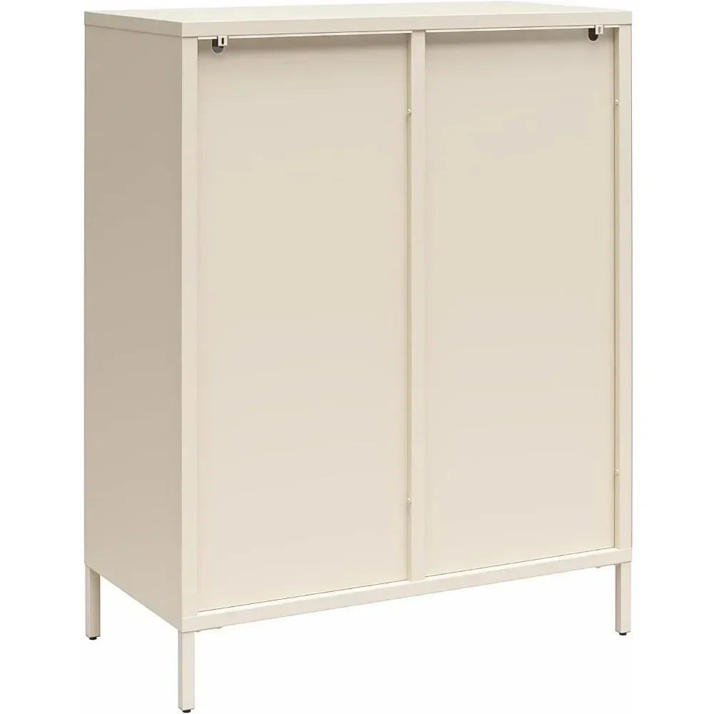 2 Door Accent Cabinet with Fluted Glass, Parchment