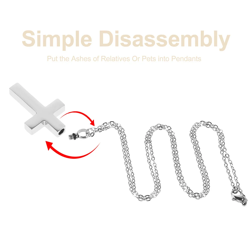 2個入り クロス型遺骨ネックレス ステンレス製 火葬記念ペンダント 人間の遺灰用 遺骨入れ