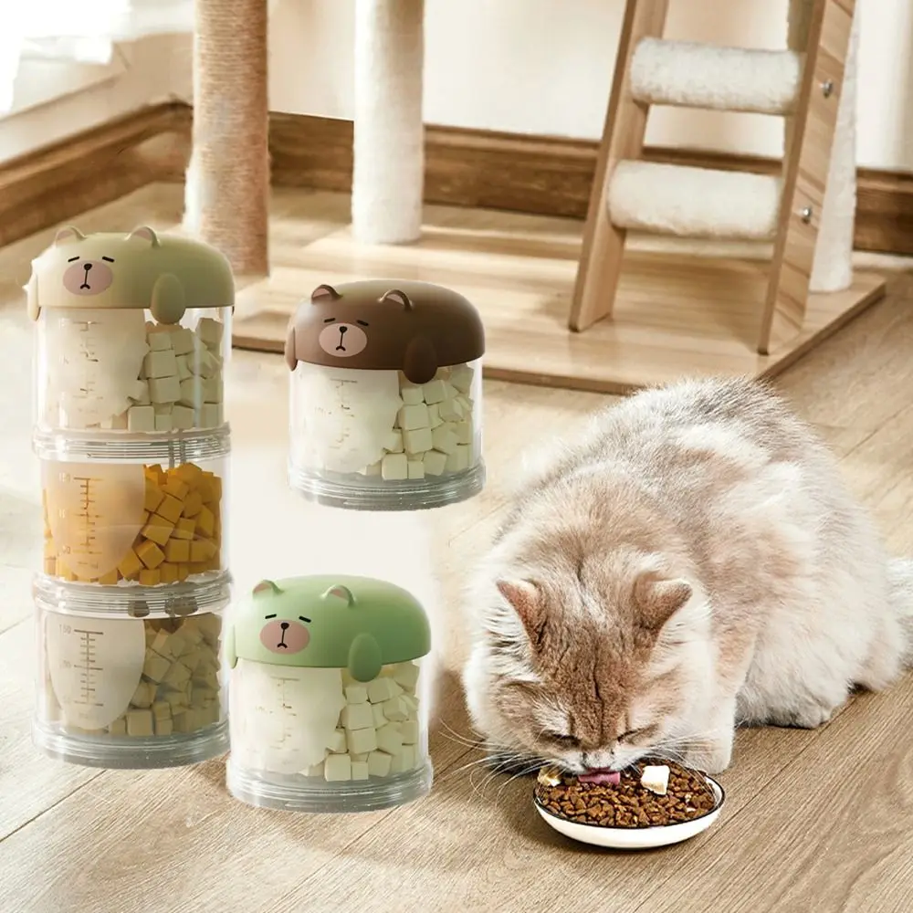 Practical Plastic Multi-Layer Cat Food Box Moisture-Proof Cute Pet Food Packing Box Sealed Dog Snacks Storage Box for Pets