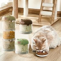 Practical Plastic Multi-Layer Cat Food Box Moisture-Proof Cute Pet Food Packing Box Sealed Dog Snacks Storage Box for Pets
