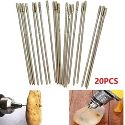 20pcs 1mm Diamond Coated Lapidary Drill Bits Solid Bits Needle For Jewelry Ceramic Agate Jade Amber Drilling Tool