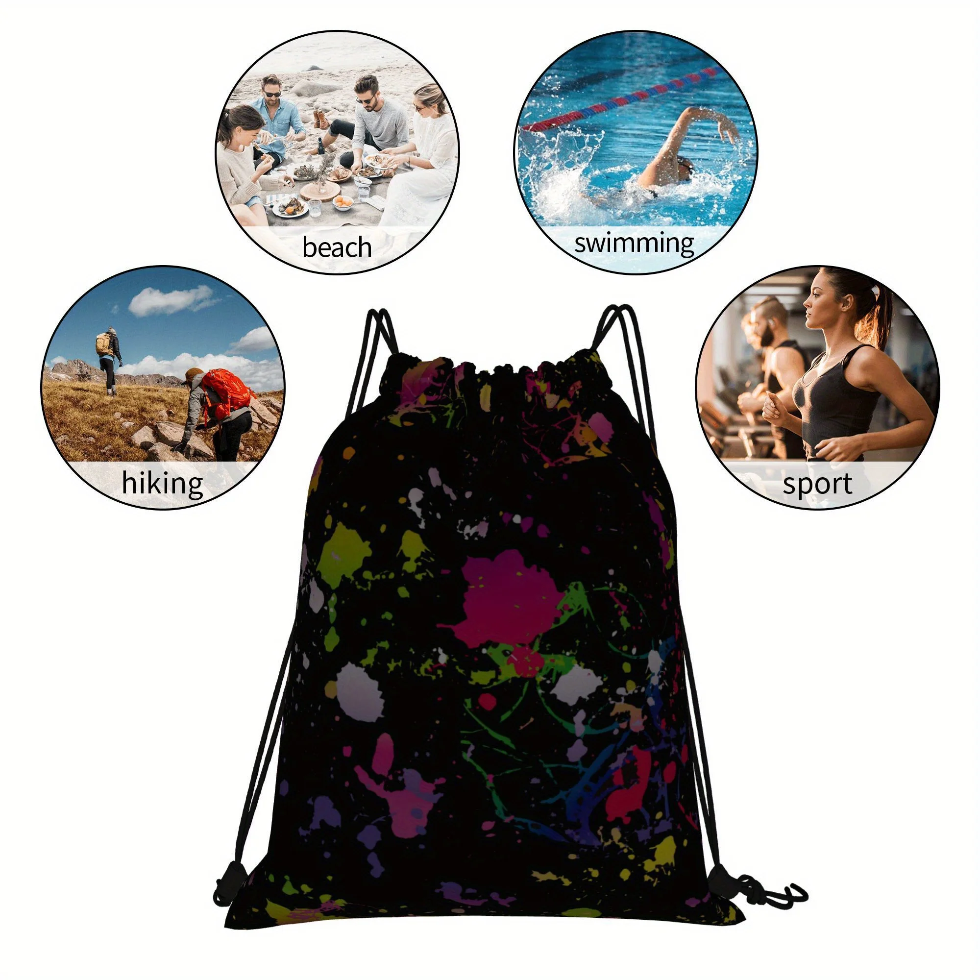 Colorful Gradient Drawstring Backpack, Lightweight & Foldable, Storage Bag for Outdoor Play, School & Daily Use