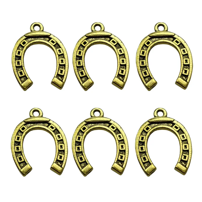 20pcs Tibetan Silver Material Horseshoe Pendant Beaded Bracelets Necklaces Jewelry Amulets DIY Accessories Wholesale