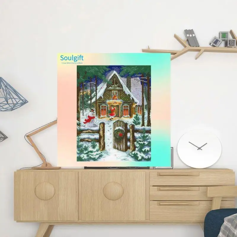 

Snowy Christmas EveSoulgift New Pre-Printed Cross Stitch-Stamped 9CT/11CT/14CT/16CT DMC Threads, Embroidery Kit.Perfect Kit