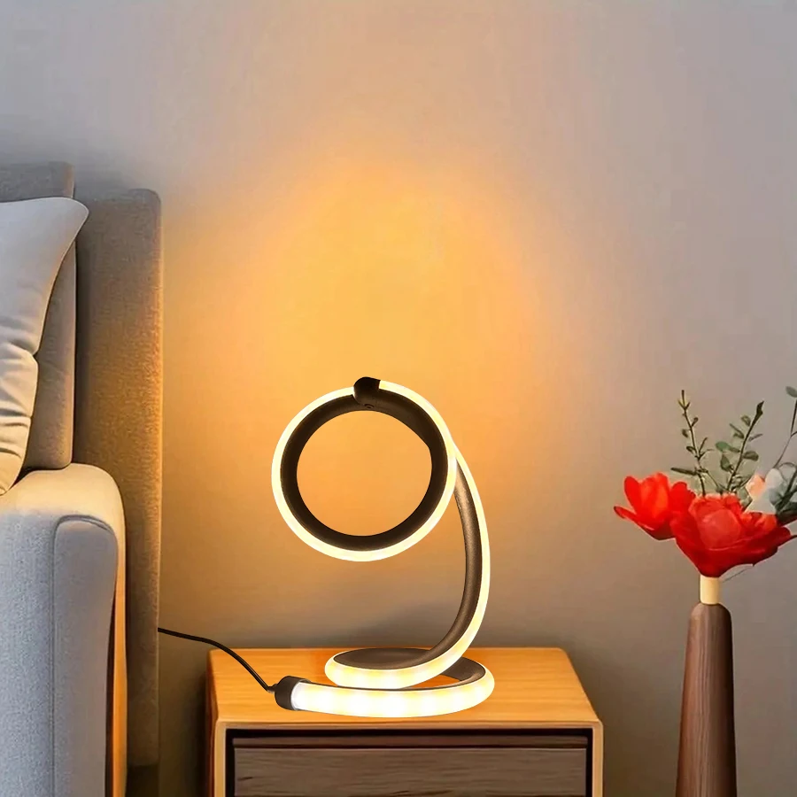 

With creative personalized design art style adjustable a three-color endless dimming desktop creative table light