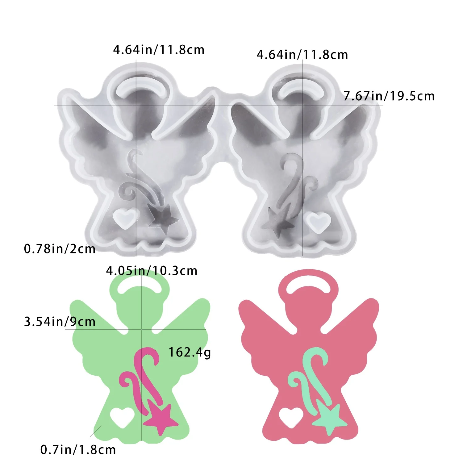 

Силиконовая форма для эпоксидной смолы DIY, двойная форма для фигурок ангелов, для свечей, ароматических изделий и гипсовых украшений.