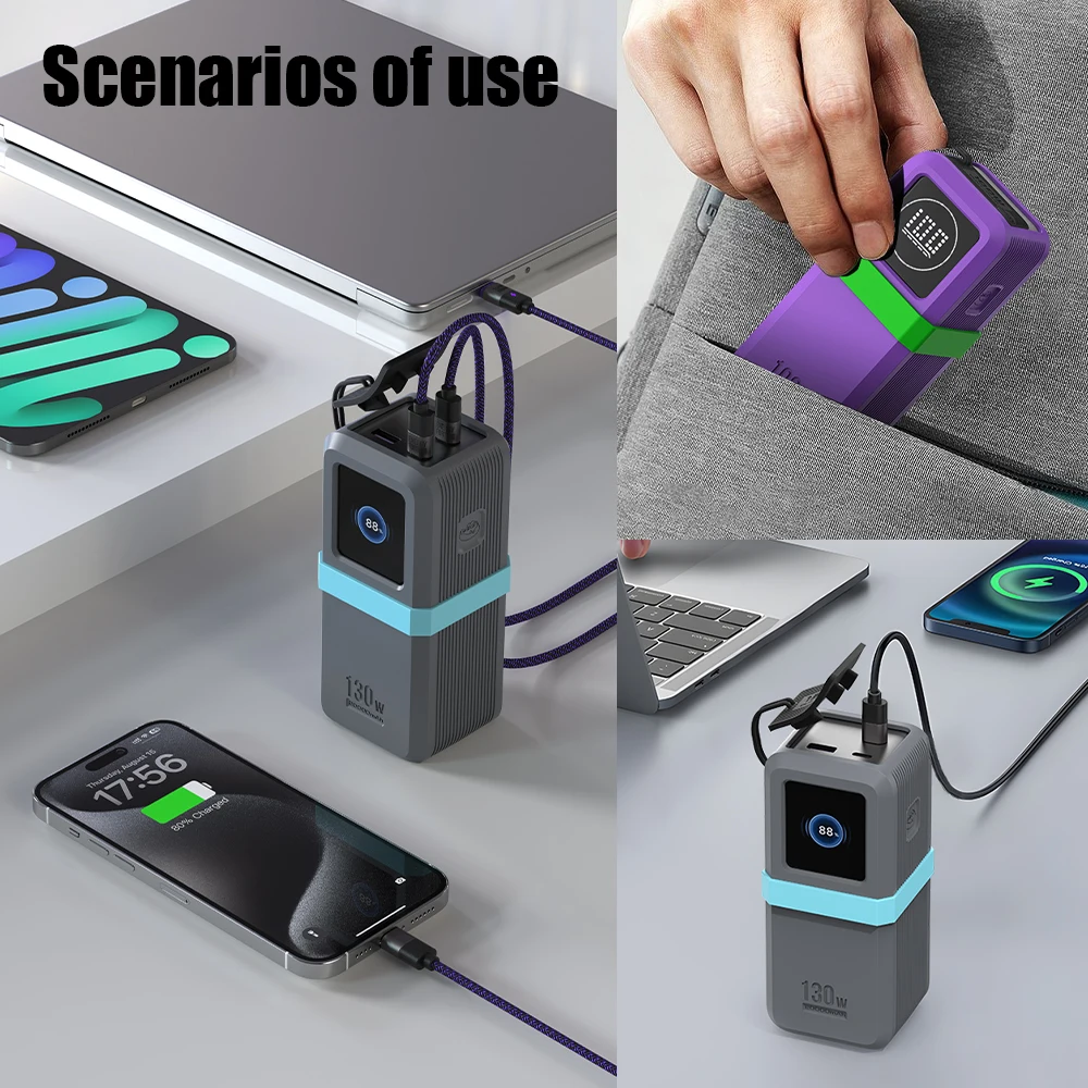 Силиконовый чехол SIKAI для UGREEN Nexode 130 Вт/100 Вт 20000 мАч Power Bank Портативный дорожный дизайн с кабелем для хранения данных Силиконовый чехол SIKAI для UGREEN Nexode 130 Вт/100 Вт 20000 мАч Power Bank Портативный дорожный дизайн с кабелем для хранения данных