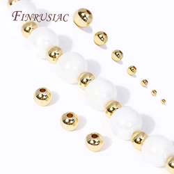 18K Gold Plated Bead Separators 2/2.5/3/4/5/6/8MM Metal Smooth Round Seamless Beads Spacers Bead For DIY Jewelry Making Supplies