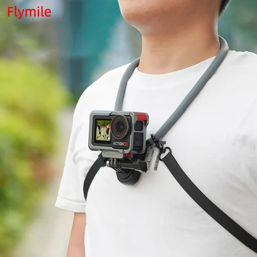 Imagen 1 del producto Soporte de cuello Flymile para cámara y teléfono DJI Action 5 Pro/GoPro/Insta360, soporte para Selfie POV, soporte para el pecho, correa para grabación de vídeo