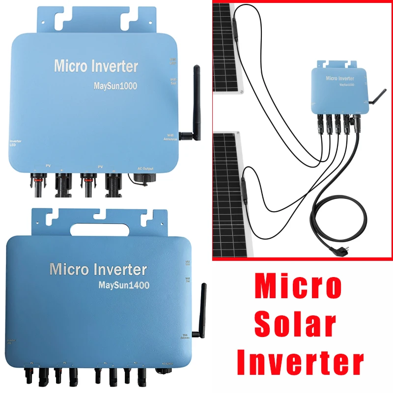 Solar Grid Micro Inverter 600W/700W/800W/1000W/1200W/1300W/1400W/1500W Smart WIFI MPPT Pure Sine Wave Converter for 110V 220V AC