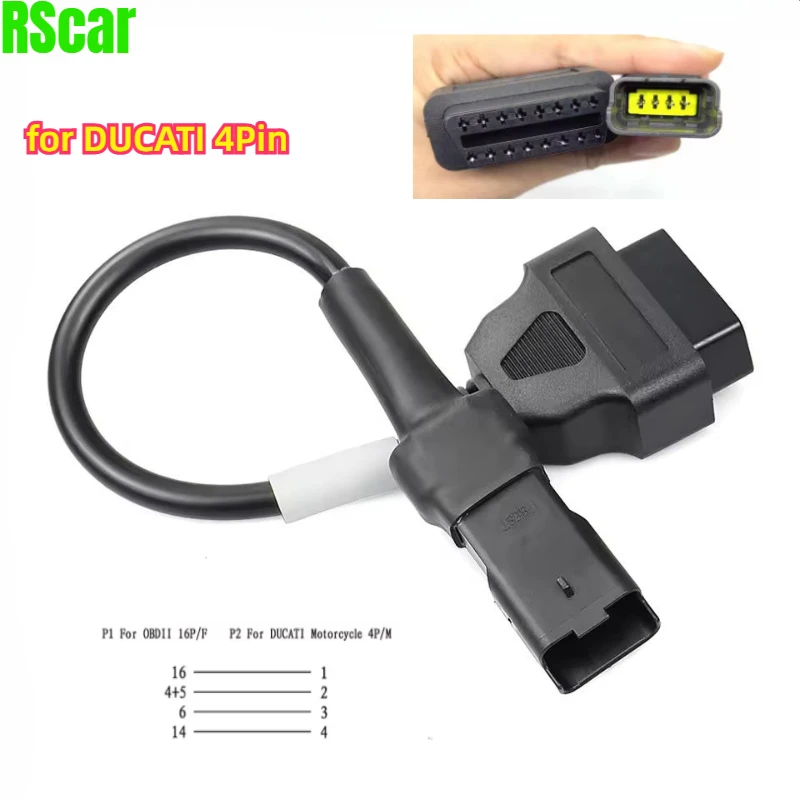 NEW OBD Motorcycle Cable For Ducati 4 Pin Plug Cable Diagnostic CableS  4Pin to OBD2 16pin Adapter Motorcycle Accessories Tool