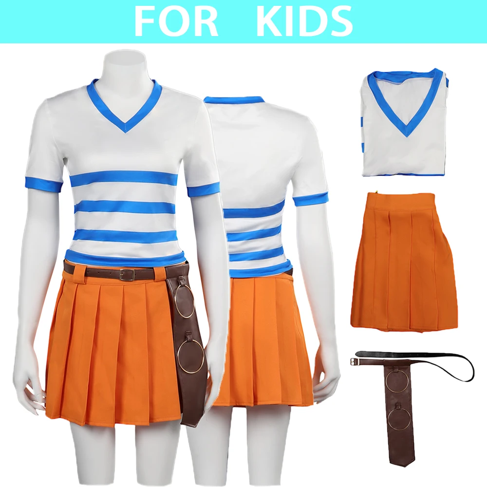 TV Piece Nami Cosplay Costume Outfits Tops Skirt Belt Accessories Halloween Carnival For Kids Girls Roleplay