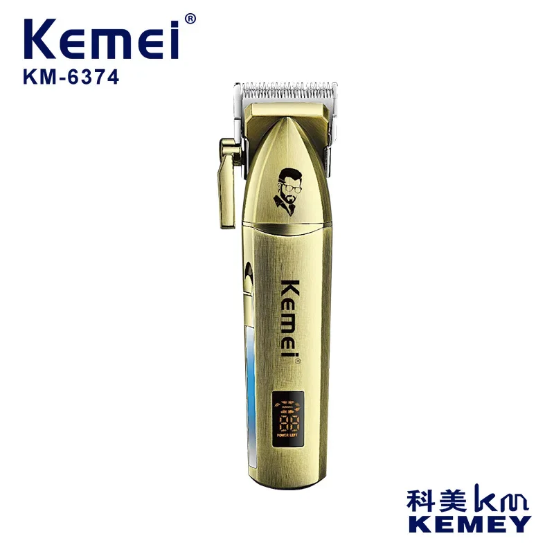 Kemei KM-6374 قابلة للشحن ريترو ستايل المواد المعدنية المهنية الكهربائية الشعر المقص ماكينا دي afetar Hombre شاومي قطع