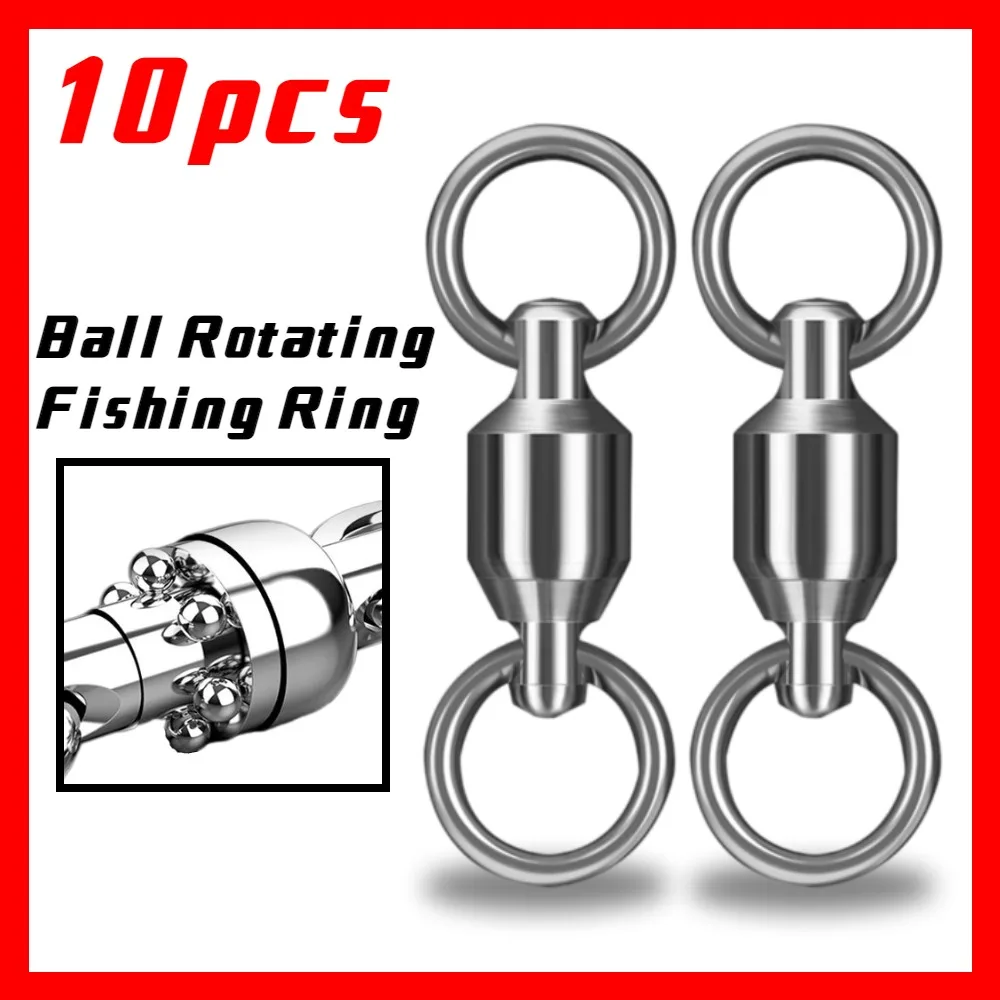 Ball Bearing Conector De Pesca De Aço Inoxidável, Anéis Sólidos, Trolling Bait Lure Ferramentas, Água Do Mar e de água doce, 10Pcs