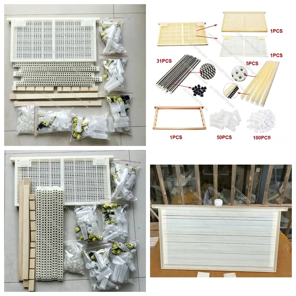 Royal Jelly Frame and Queen Excluder for Italian Bee Queen Rearing, No Larvae Transfer, Pierced Cell Bar Base