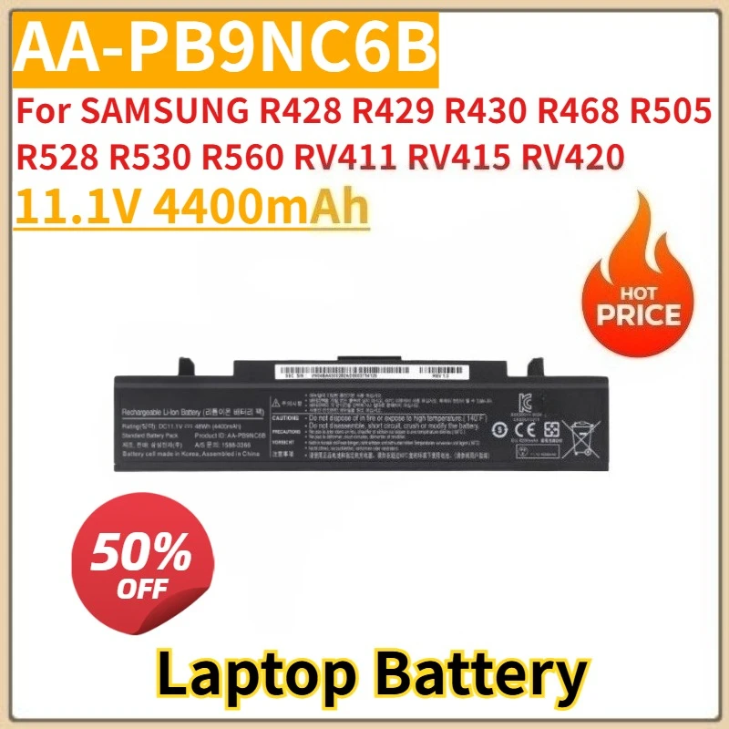 

Новый сменный аккумулятор для ноутбука 11,1 В 4400 мАч AA-PB9NC6B для SAMSUNG R428 R429 R430 R468 R505 R528 R530 R560 RV411 RV415 RV420