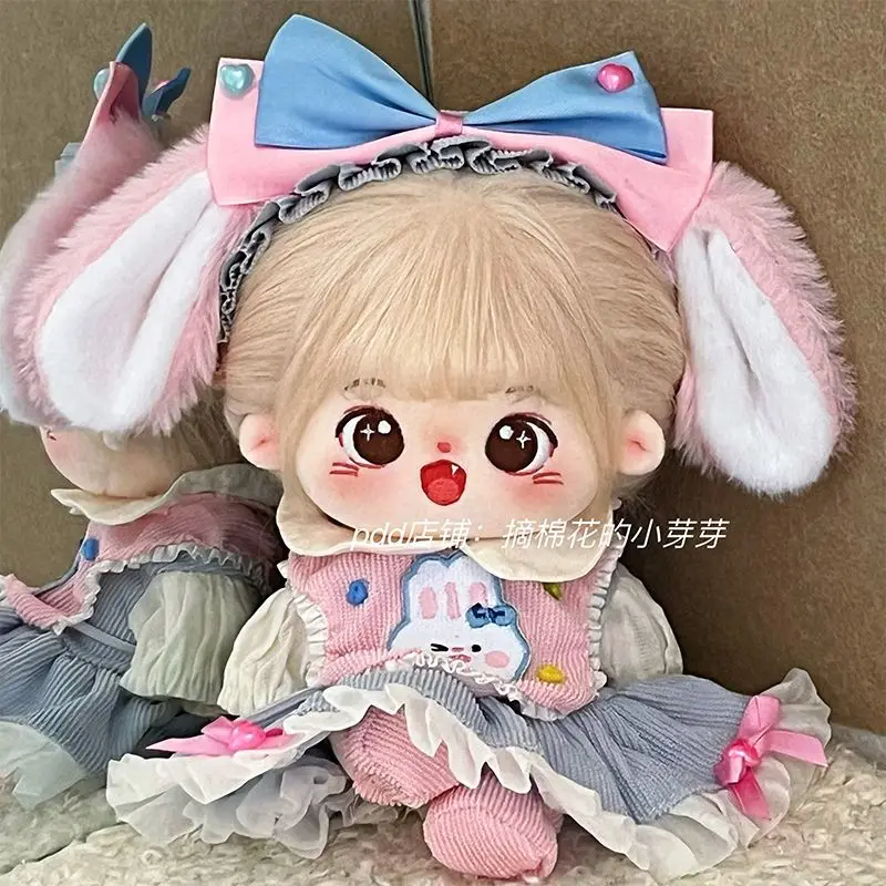 Handmade 4pc/set 20cm Kawaii Greenhouse Rabbit Suit Lolita Rabbit Ear Headdress Apron Shoes Bustle Clothing Outfits Cosplay