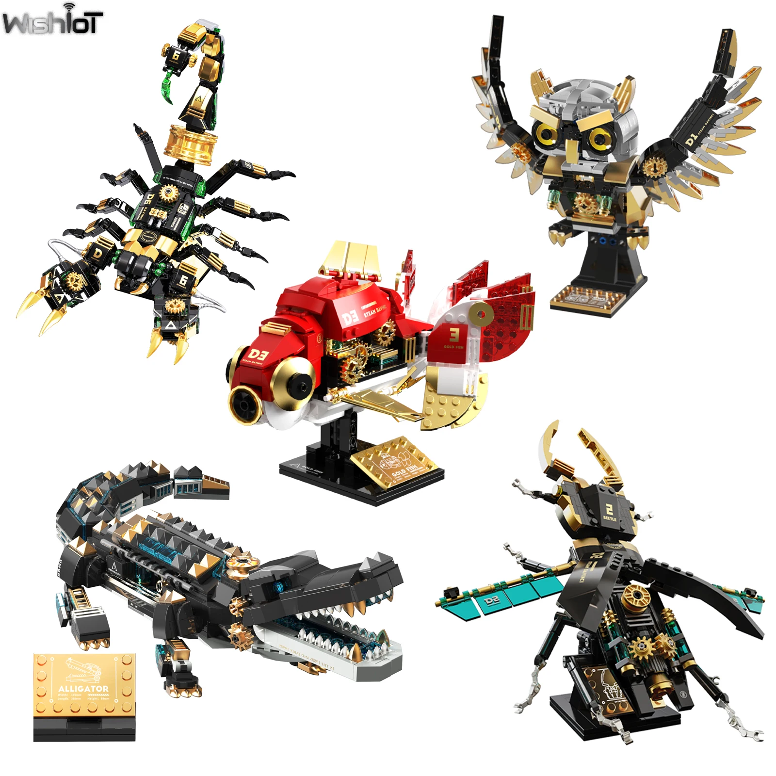 

Building Blocks Scorpion Crocodiles Owls Insects Fish Bionic Mechanical Animals Model Steam Punk Style Toy Boys Birthday Gift