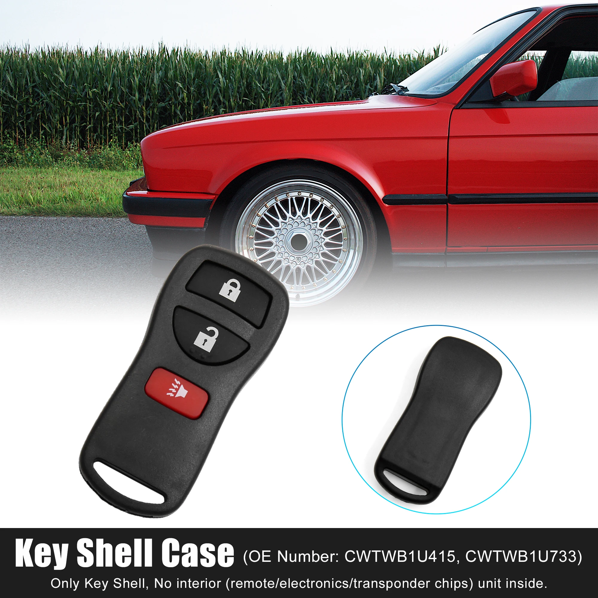 X Autohaux Car Remote Key Fob Case Shell 3 Buttons Cover Tools CWTWB1U415 for Nissan Xterra 2002-2005 Replacement Accessories