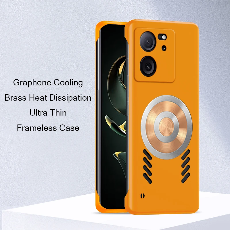 Brass Heat Dissipation Phone Case for Redmi K60 Ultra K60 Pro Case Graphene Cooling Thin Frameless Shockproof Protective Cover