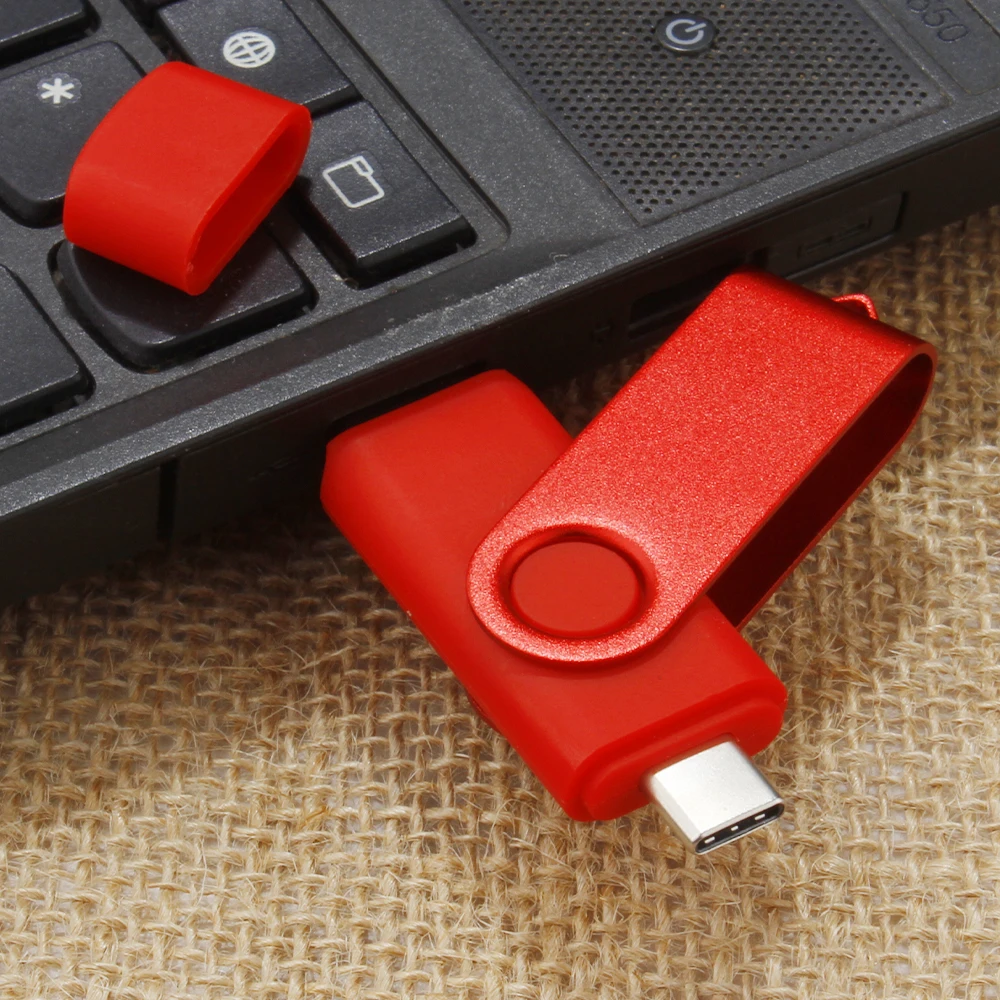 128GB TYPE-C 2-in-1 2.0 USB-Stick Drehbarer Pen Drive Schwarz Speicherstick 64GB 32GB Rot Metall U-Disk Geschäftsgeschenk – Detail 5